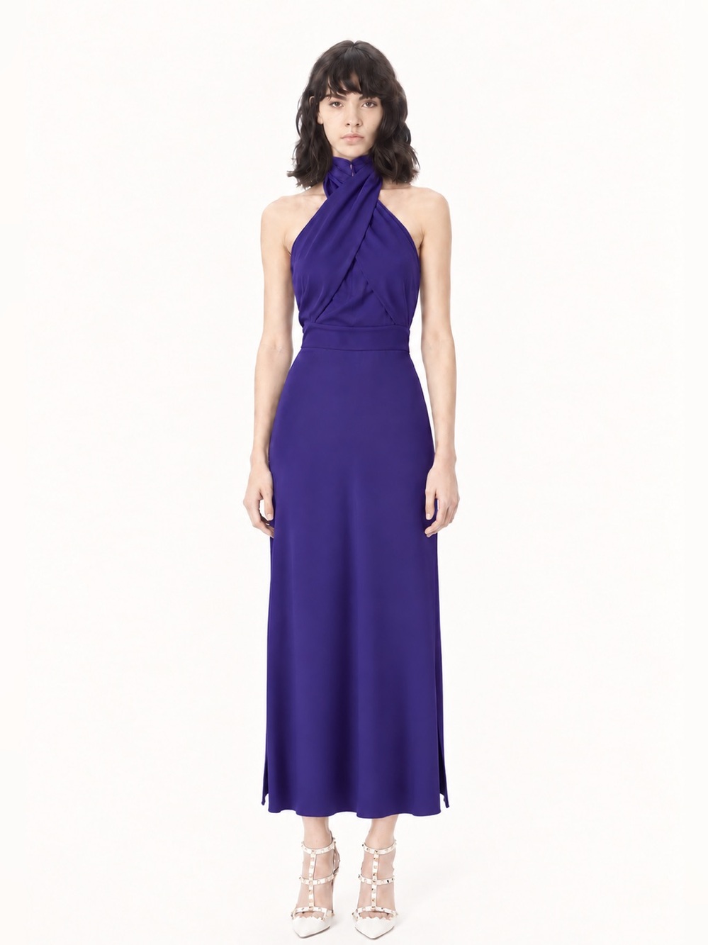 New Reiss Elegant Purple Halter Maxi Dress
